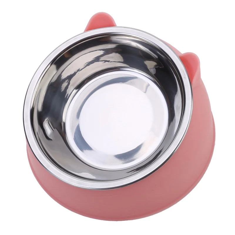 Creative Inclined Stainless Steel Cat Bowl Set – 1, 2, or 5-Piece Feeding and Drinking Bowls for Cats, Kittens, Puppies, and Small Dogs