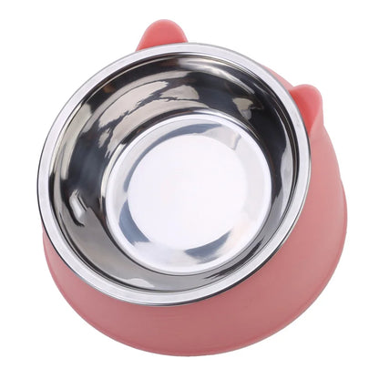 Creative Inclined Stainless Steel Cat Bowl Set – 1, 2, or 5-Piece Feeding and Drinking Bowls for Cats, Kittens, Puppies, and Small Dogs