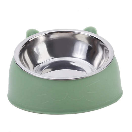 Creative Inclined Stainless Steel Cat Bowl Set – 1, 2, or 5-Piece Feeding and Drinking Bowls for Cats, Kittens, Puppies, and Small Dogs