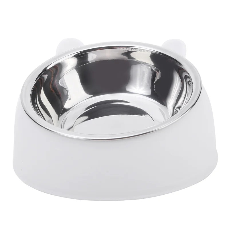 Creative Inclined Stainless Steel Cat Bowl Set – 1, 2, or 5-Piece Feeding and Drinking Bowls for Cats, Kittens, Puppies, and Small Dogs