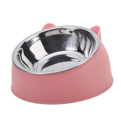 Creative Inclined Stainless Steel Cat Bowl Set – 1, 2, or 5-Piece Feeding and Drinking Bowls for Cats, Kittens, Puppies, and Small Dogs