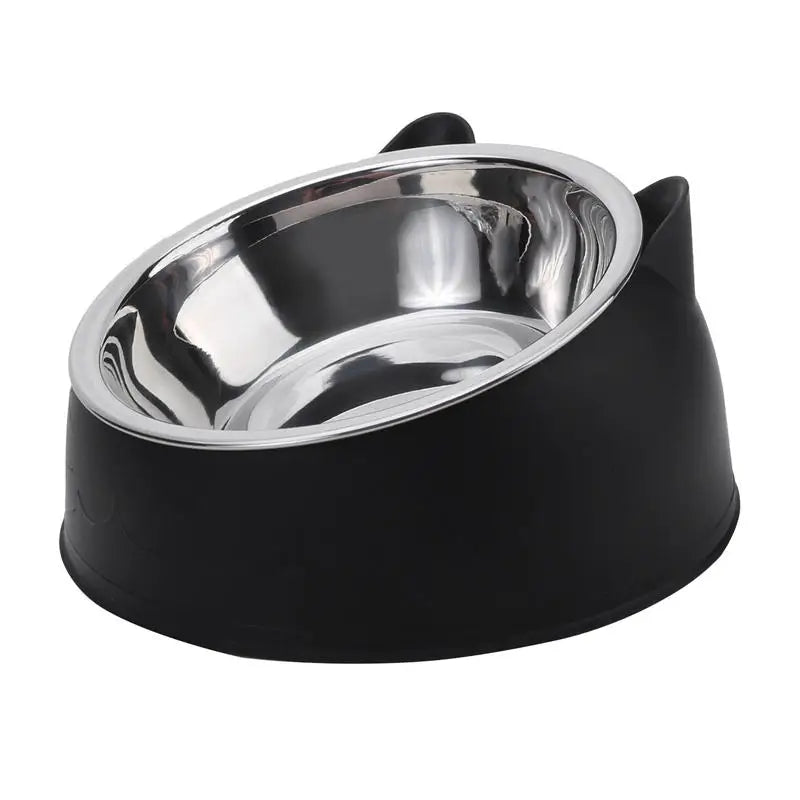 Creative Inclined Stainless Steel Cat Bowl Set – 1, 2, or 5-Piece Feeding and Drinking Bowls for Cats, Kittens, Puppies, and Small Dogs