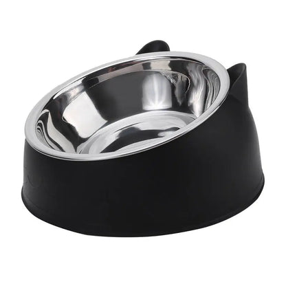 Creative Inclined Stainless Steel Cat Bowl Set – 1, 2, or 5-Piece Feeding and Drinking Bowls for Cats, Kittens, Puppies, and Small Dogs