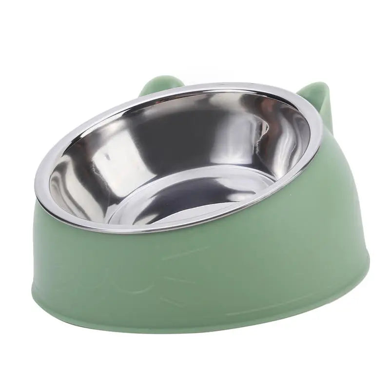 Creative Inclined Stainless Steel Cat Bowl Set – 1, 2, or 5-Piece Feeding and Drinking Bowls for Cats, Kittens, Puppies, and Small Dogs