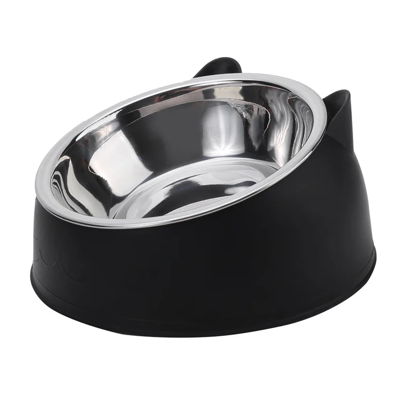 Creative Inclined Stainless Steel Cat Bowl Set – 1, 2, or 5-Piece Feeding and Drinking Bowls for Cats, Kittens, Puppies, and Small Dogs