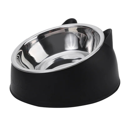 Creative Inclined Stainless Steel Cat Bowl Set – 1, 2, or 5-Piece Feeding and Drinking Bowls for Cats, Kittens, Puppies, and Small Dogs