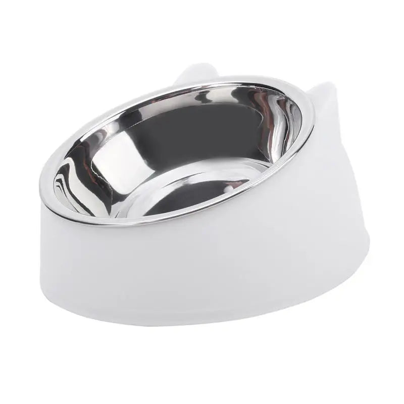 Creative Inclined Stainless Steel Cat Bowl Set – 1, 2, or 5-Piece Feeding and Drinking Bowls for Cats, Kittens, Puppies, and Small Dogs