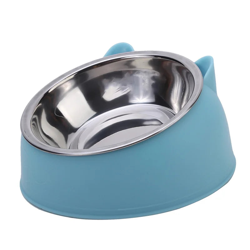 Creative Inclined Stainless Steel Cat Bowl Set – 1, 2, or 5-Piece Feeding and Drinking Bowls for Cats, Kittens, Puppies, and Small Dogs