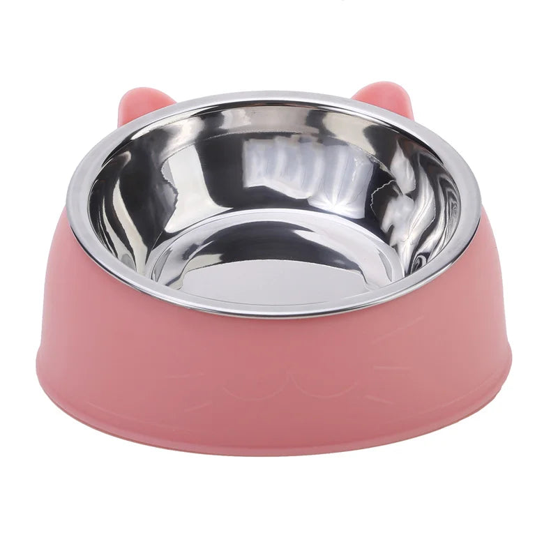 Creative Inclined Stainless Steel Cat Bowl Set – 1, 2, or 5-Piece Feeding and Drinking Bowls for Cats, Kittens, Puppies, and Small Dogs